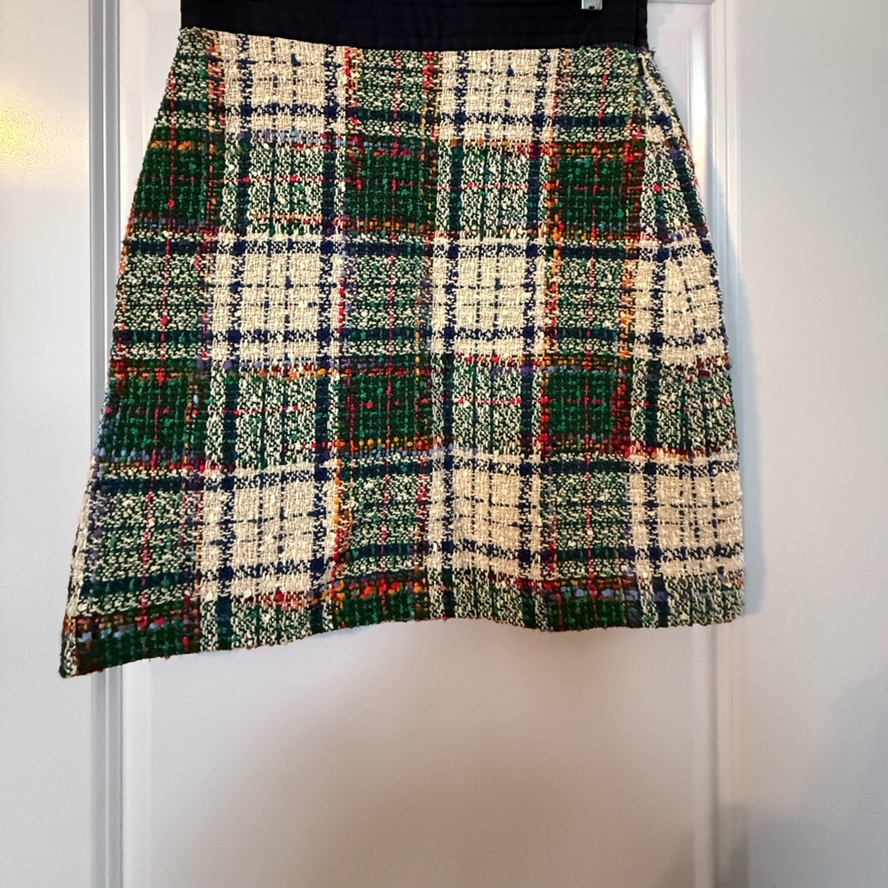 Tory Burch Nubby Tartan Tweed Skirt NWT Size 8